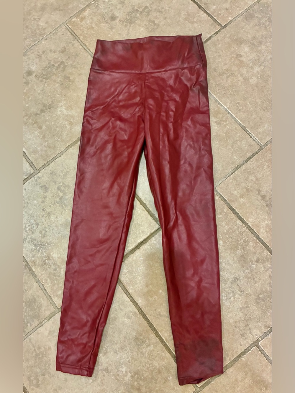 Woman’s Faux Leather Leggings in Deep Burgundy